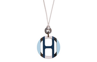 HERMES H Equipe Lacquered Corner Necklaces Women's Blue