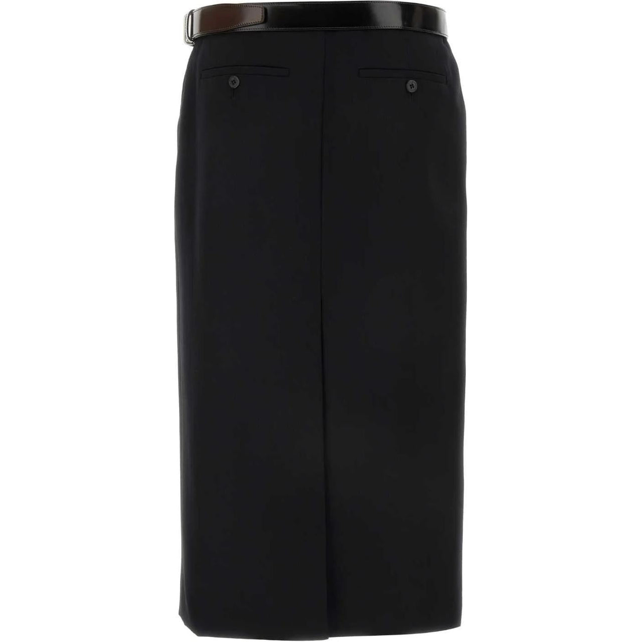 PRADA Belted Straight Hem Midi Skirt