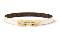 LOUIS VUITTON Double-Sided Emblem Letter Decoration Leather Belts Women's White Width: 2.5cm