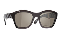 CHANEL Acetate Square Sunglasses Women's Brown
