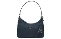 PRADA Re Edition Leather Handbag Shoulder Bag Women's Marine Blue