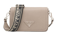 PRADA Leather Shoulder Bag Crossbody Bag Small Size Women's Gray