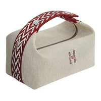 HERMES Bride-a-Brac Cotton Toiletry Bag Large Size Women's Beige Red