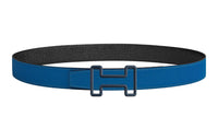 HERMES Tonight Color Blue Buckle Epsom Calfskin Double-Sided Leather Belt Men's Blue Width: 3.2cm