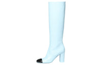 CHANEL Knee-high Boots 9cm Women's Blue
