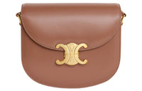 CELINE Triomphe Cow Leather Crossbody Bag, Shoulder Bag Women's Dark Brown