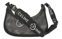 CELINE Calfskin With Canvas Shoulder Bag Crossbody Bag Handbag Regular Women's Black