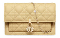 DIOR Lambskin One Shoulder Crossbody Clutches Women's Light Yellow