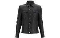 SAINT LAURENT Denim Style Lambskin Leather Jacket