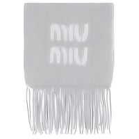MIU MIU Wool Knit Scarves Unisex Gray/White