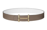 HERMES H D'Ancre Gold Buckle Epsom Calfskin Double-Sided Leather Belt Men's Elephant Gray/White Width: 3.8cm