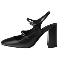 HERMES Jackie Chunky Heel High Heels 9cm Women's Black