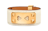 HERMES Calfskin Gold-Plated Metal Wristbands Women's Camel