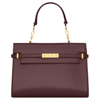 SAINT LAURENT MANHATTAN Calfskin Handbag Women's Crimson Pearl Red