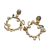 CHANEL Metal Rhinestone Earrings Women's Gold