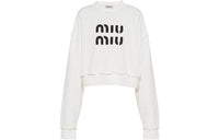 MIU MIU Logo embroidered Distressed Cotton Sweatshirt