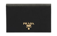 PRADA Saffiano Leather Passport Holder Wallet Women's Black