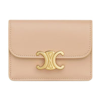 CELINE Triomphe Cow Leather Card Holder Women's Oat Beige