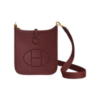 HERMES Evelyne Clemence Leather Shoulder Bag Crossbody Bag Mini Women's Caban Red