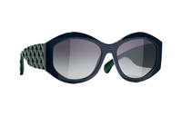 CHANEL Irregular Shape Sunglasses Women's Blue