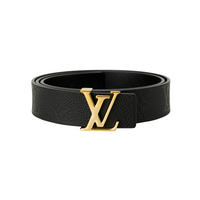 LOUIS VUITTON Cow Leather Belts Women's Black Width  3cm