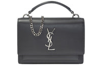 SAINT LAURENT SUNSET Cow Leather Shoulder Bag Crossbody Bag Women's Black