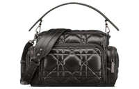 DIOR Cowhide Leather Camera Bag Handbag Clutch Crossbody Bag Women's Black