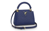LOUIS VUITTON Capucines Ostrich Leather Capusin Shoulder Crossbody Handbag Mini Women's Dark Blue