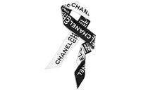 CHANEL Silk Scarves Unisex Black White