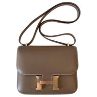HERMES Constance Matte Finish Box Leather Shoulder Bag Crossbody Bag Women's Elephant Gray