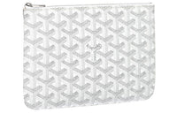 GOYARD SENAT Canvas With Leather Toiletry Bags Storage Bags Clutches Small Size Unisex White