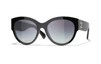 CHANEL Oval Sunglasses Women's Black