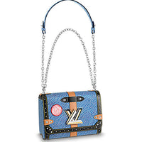 LOUIS VUITTON Twist Leather Handbag Shoulder Bag Crossbody Bag Medium Size Women's Blue