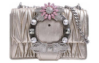 MIU MIU Leather Shoulder Bag Crossbody Bag Women's Bronze