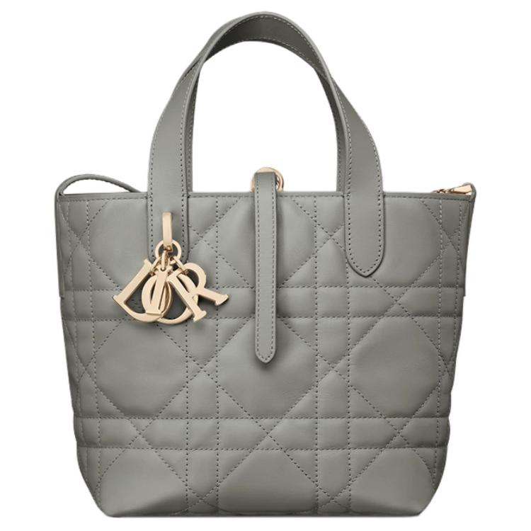 DIOR Toujours Cow Leather Basket Bag, Shoulder Bag, Crossbody Bag, Handbag Trumpets Women's Rock Gray