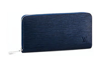 LOUIS VUITTON Zippy Grained Leather Wallet Men's Ink Blue
