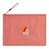 HERMES Les Cabanes Wool Clutch Women's Orange