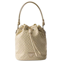 PRADA Reclycle Polyamide Bucket Bag Crossbody Handbag Mini Women's Desert Yellow