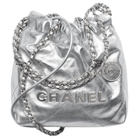 CHANEL Sheepskin Crossbody Bag Shoulder Bag Mini Women's Silver