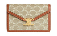 CELINE TriompheCANVAS Cow Leather Shoulder Bag Crossbody Bag Wallets Women's Beige Brown