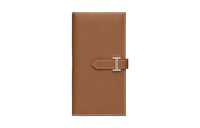 HERMES Bearn Epsom Calfskin Wallet Women's Khaki/Gold Brown