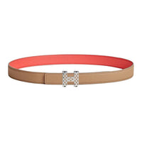 HERMES Calfskin Leather Belts Women's Chaï / Vert Criquet Width 2.4CM