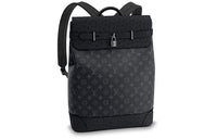 LOUIS VUITTON CITY STEAMER Ostrich Leather With Canvas Backpack Men's Black With Stone Ink