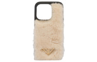 PRADA Shearling IPhone 14 Pro Case Bag Accessory Women's Light Brown