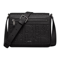 DIOR Grained Calfskin Messenger Bag Shoulder Bag Crossbody Bag Men's Black