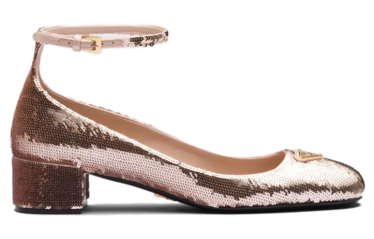 PRADA 35mm Triangle-logo Sequin-detail Pumps