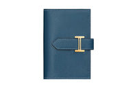 HERMES Bearn Chamkila Goat Skin Wallet Mini Women's S4 Deep Blue Dark Blue