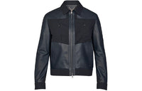 LOUIS VUITTON Leather Jacket Men's Marine Blue