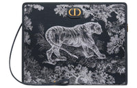 DIOR 30 Montaigne Reverse Yuji Print Clutch Medium Size Women's White/Blue