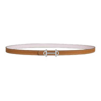 HERMES Calfskin Leather Belts Women's Brown Width 1.3CM
